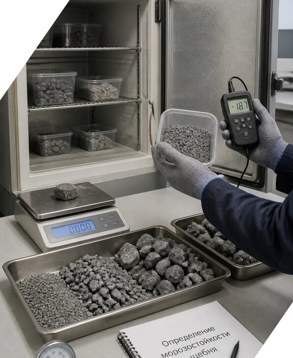 Определение морозостойкости щебня в Полысаеве от 3599 р. | ЭкспертизаРоссия