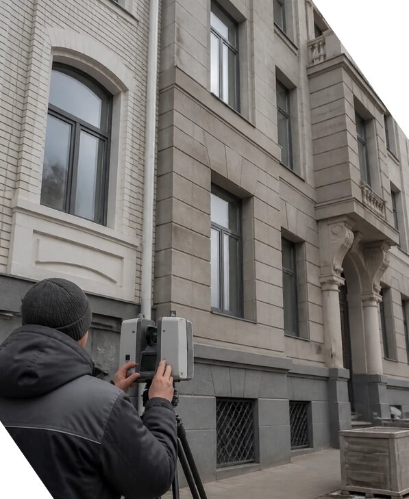 Лазерное сканирование фасадов зданий для обследования в Полысаеве